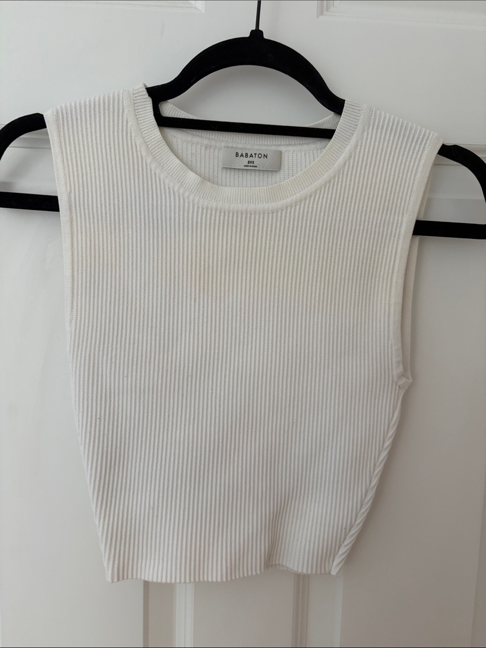 Babaton Ivory Ribbed Crewneck Tank